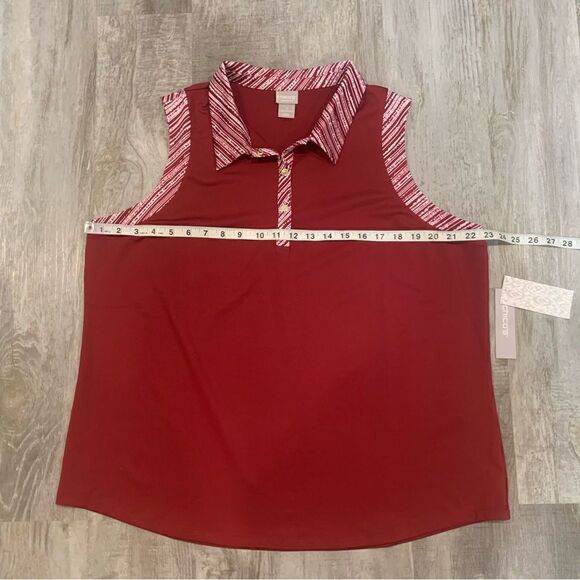 NWT Chicos zenergy sleeveless piped polo tank Deep Cherry 570292231 size… - Picture 11 of 12